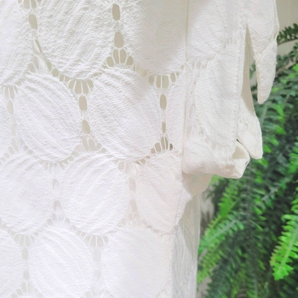 Entro Sz S Eyelet Casual White Tunic Short Dress - Picture 3 of 13